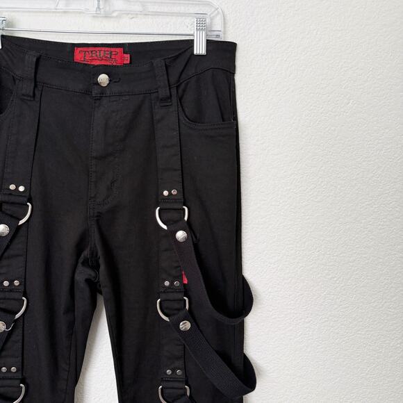 [Tripp NYC] Black Punk Rock Matrix D-Ring Straps Emo Gothic Bondage Pants Sz 32 - Picture 8 of 12